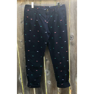 Embroidered Fish Shark Pants Navy Blue Kids Size Large By Heng Sheng